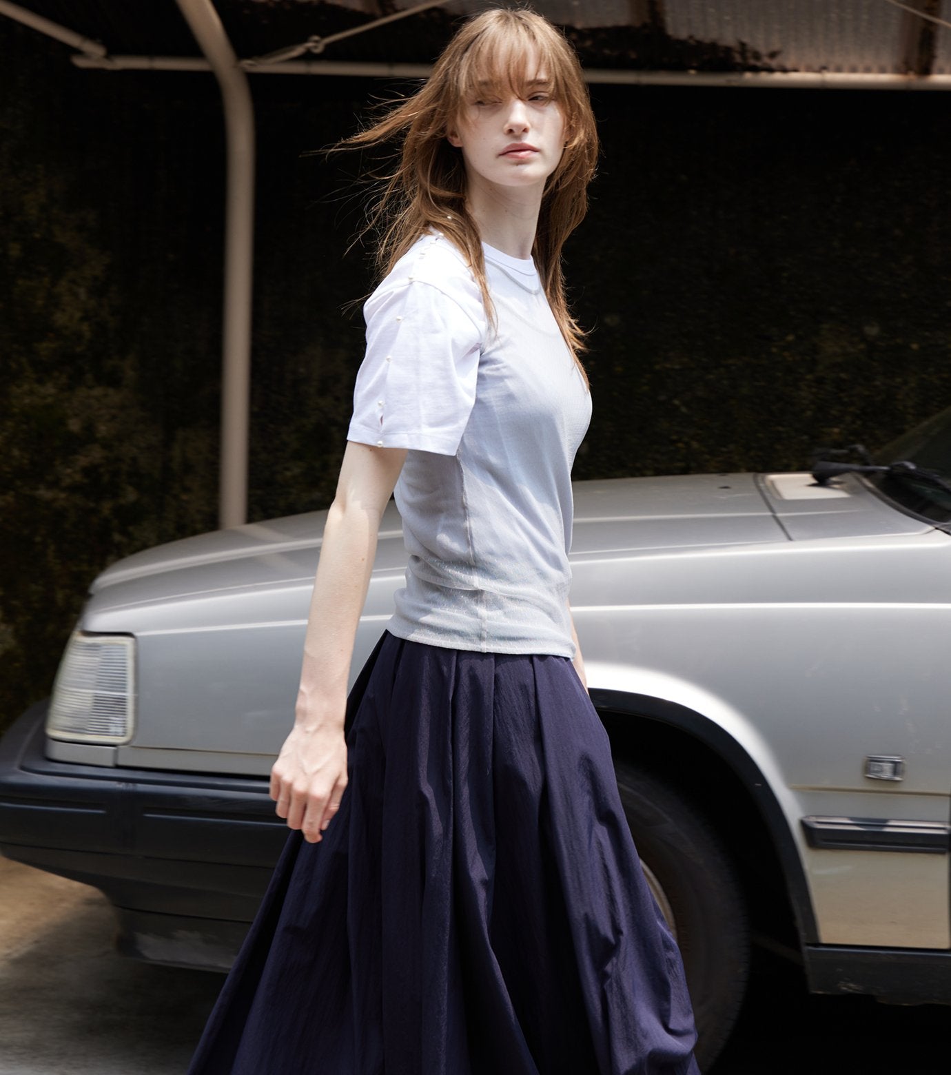 Taffeta Midi Skirt