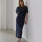 Jacquard Sheer Stripe Pencil Skirt