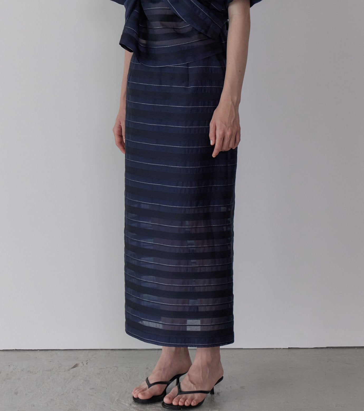 Jacquard Sheer Stripe Pencil Skirt