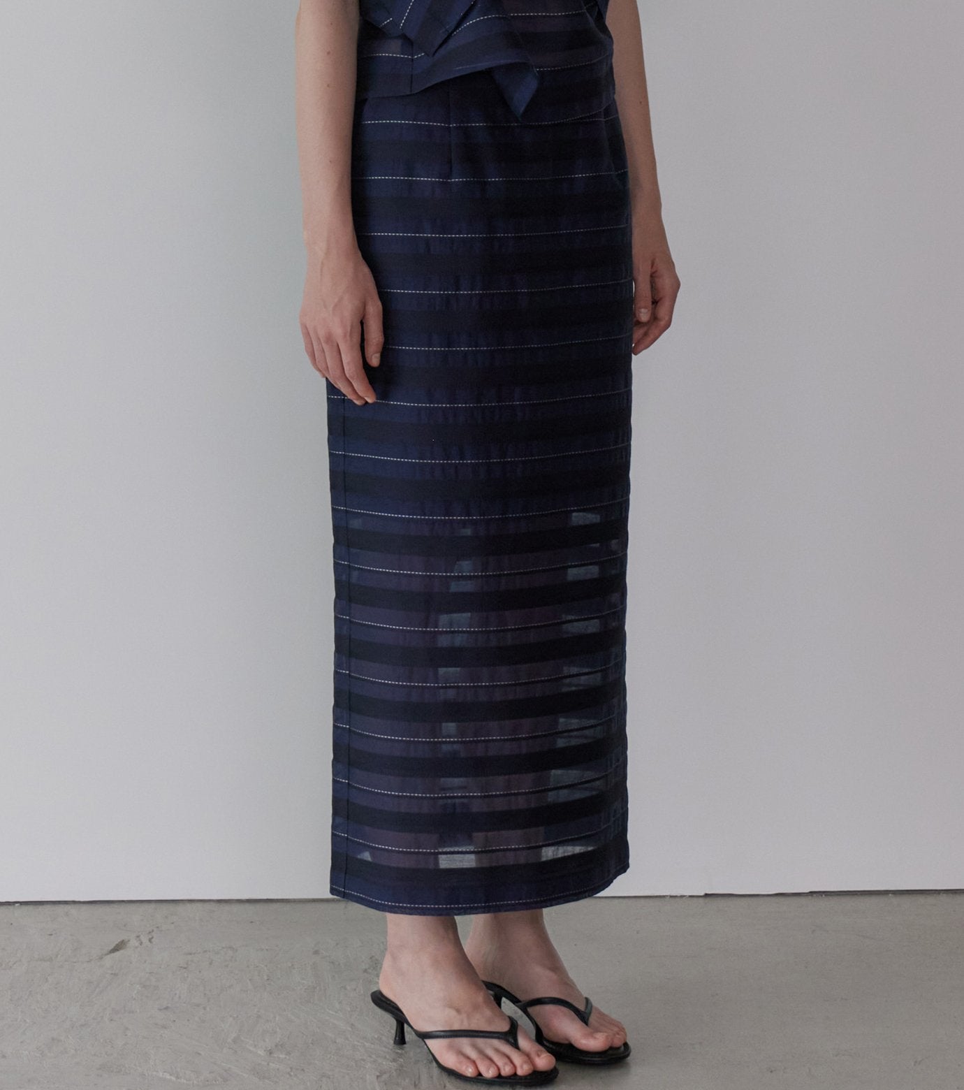 Jacquard Sheer Stripe Pencil Skirt