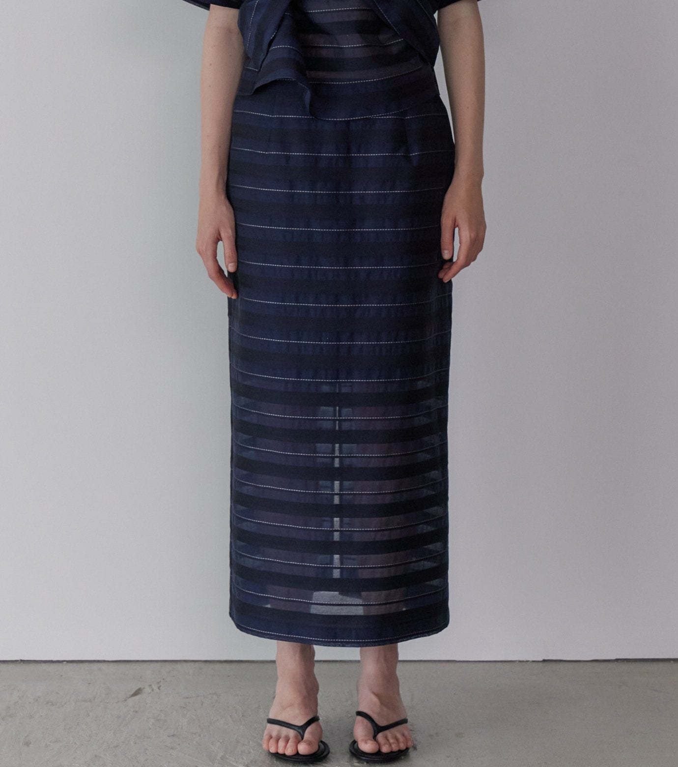 Jacquard Sheer Stripe Pencil Skirt