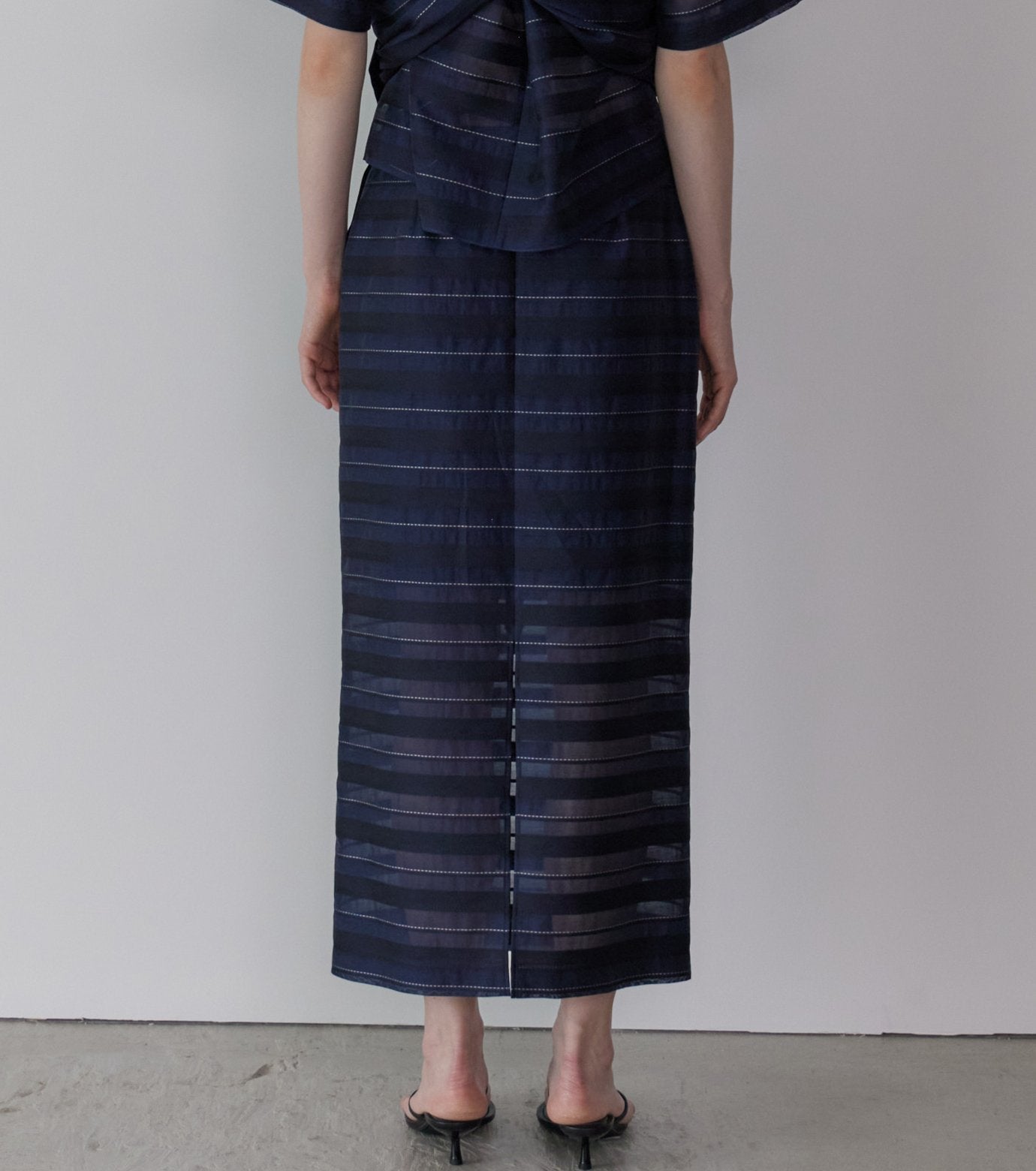 Jacquard Sheer Stripe Pencil Skirt
