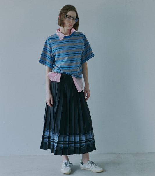 Pleated Skirt w/Multi-Striped Print