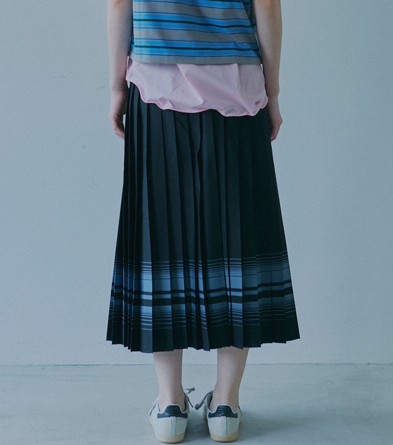 Pleated Skirt w/Multi-Striped Print