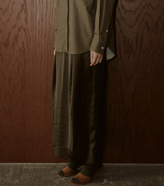 Tucked Satin Maxi Skirt