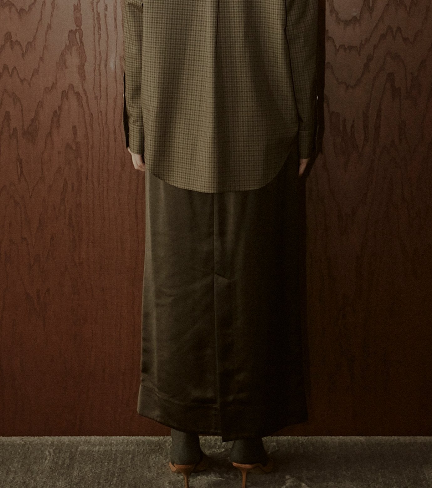 Tucked Satin Maxi Skirt
