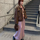 Tucked Satin Maxi Skirt