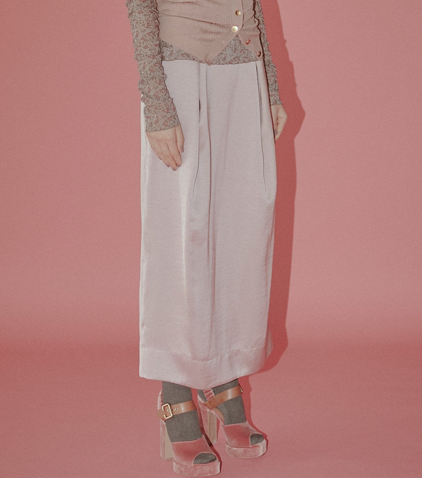 Tucked Satin Maxi Skirt