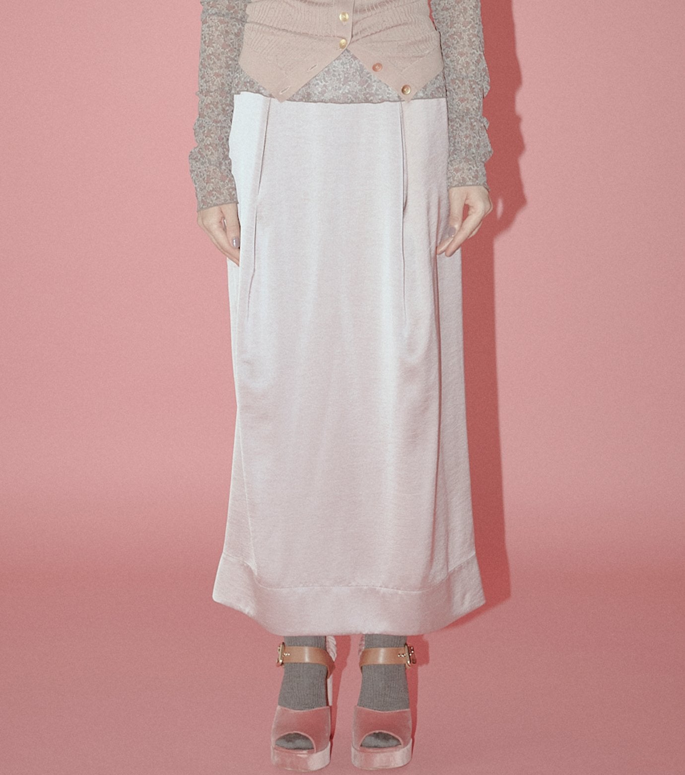 Tucked Satin Maxi Skirt