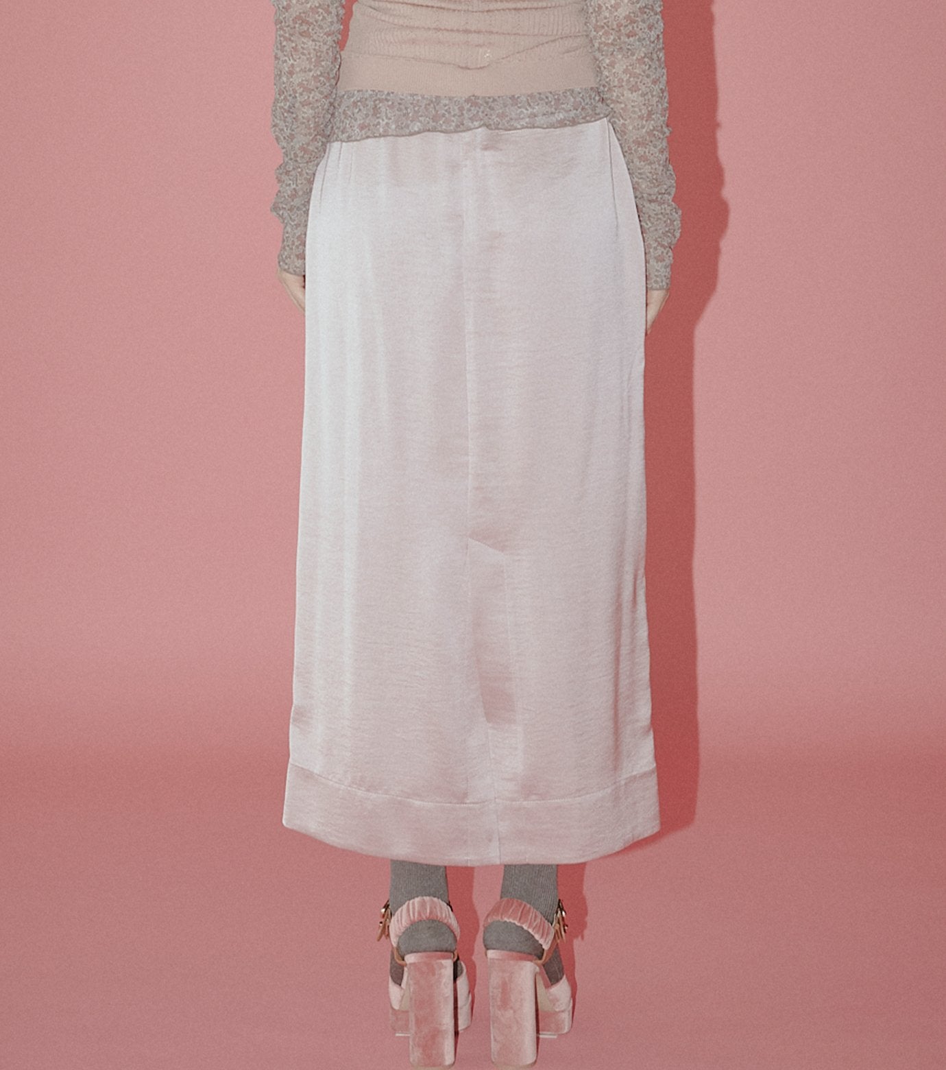 Tucked Satin Maxi Skirt