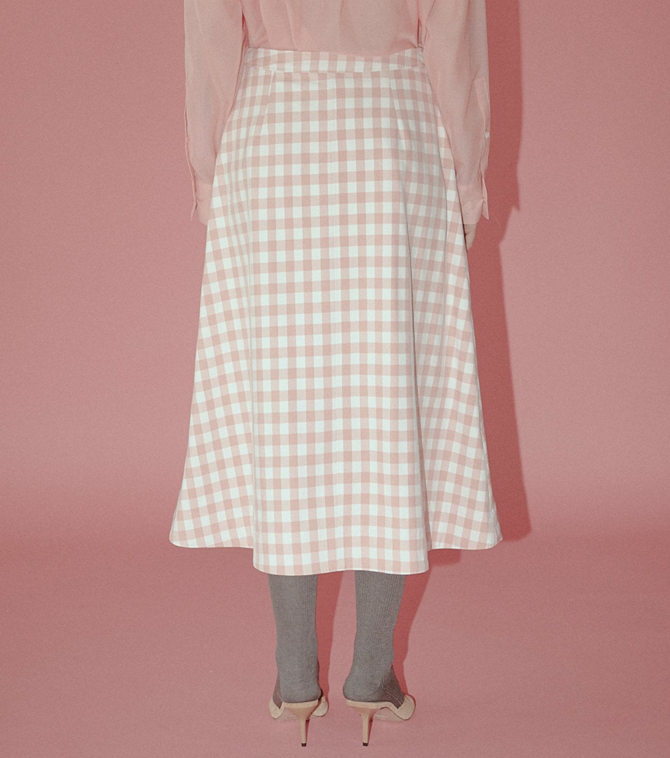 Gingham-Print Bonded Skirt