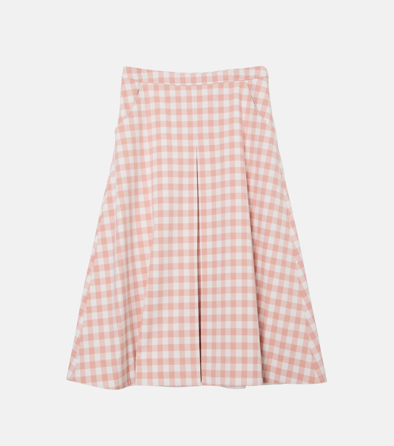 Gingham-Print Bonded Skirt