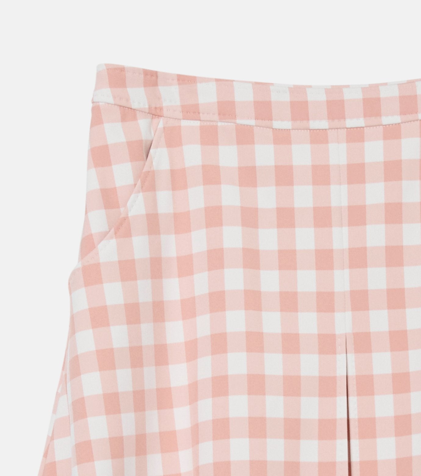 Gingham-Print Bonded Skirt