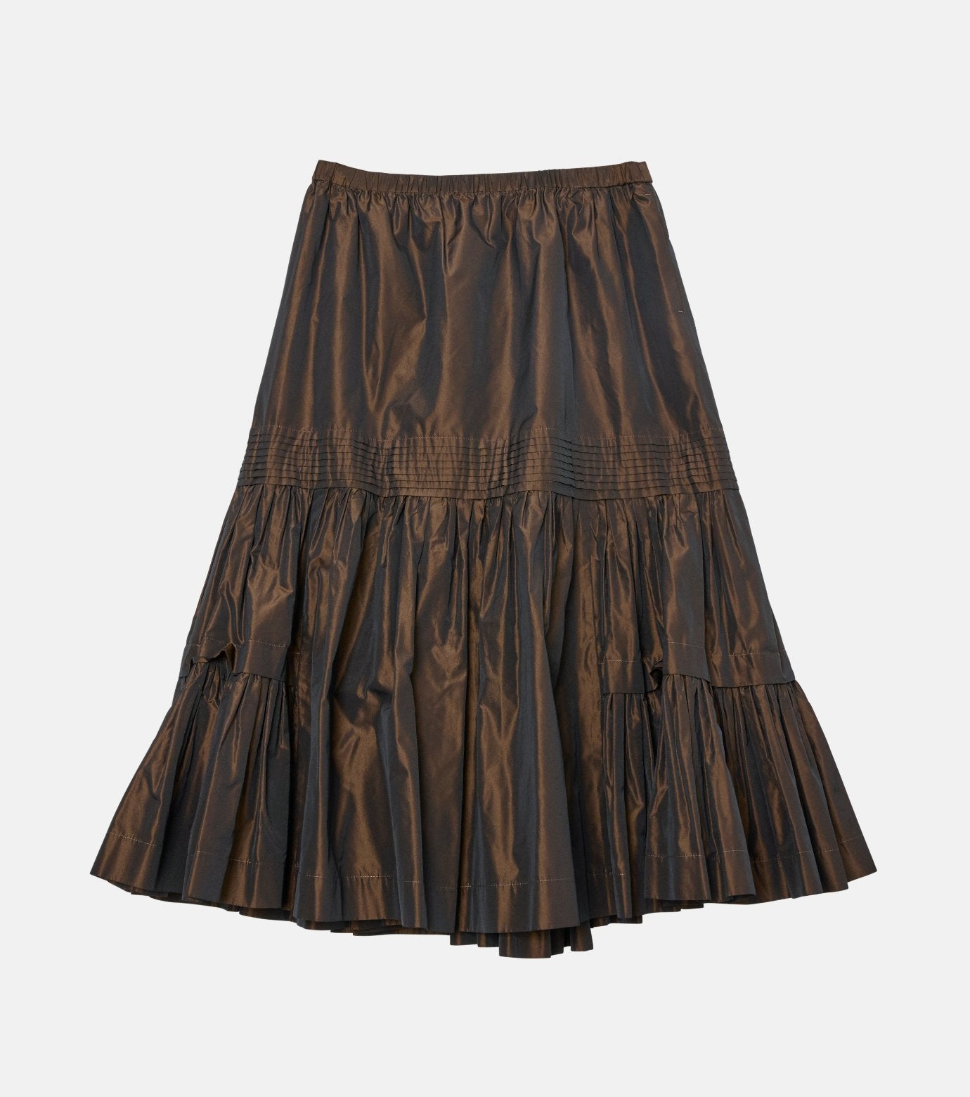 Taffeta Gathered Midi Skirt