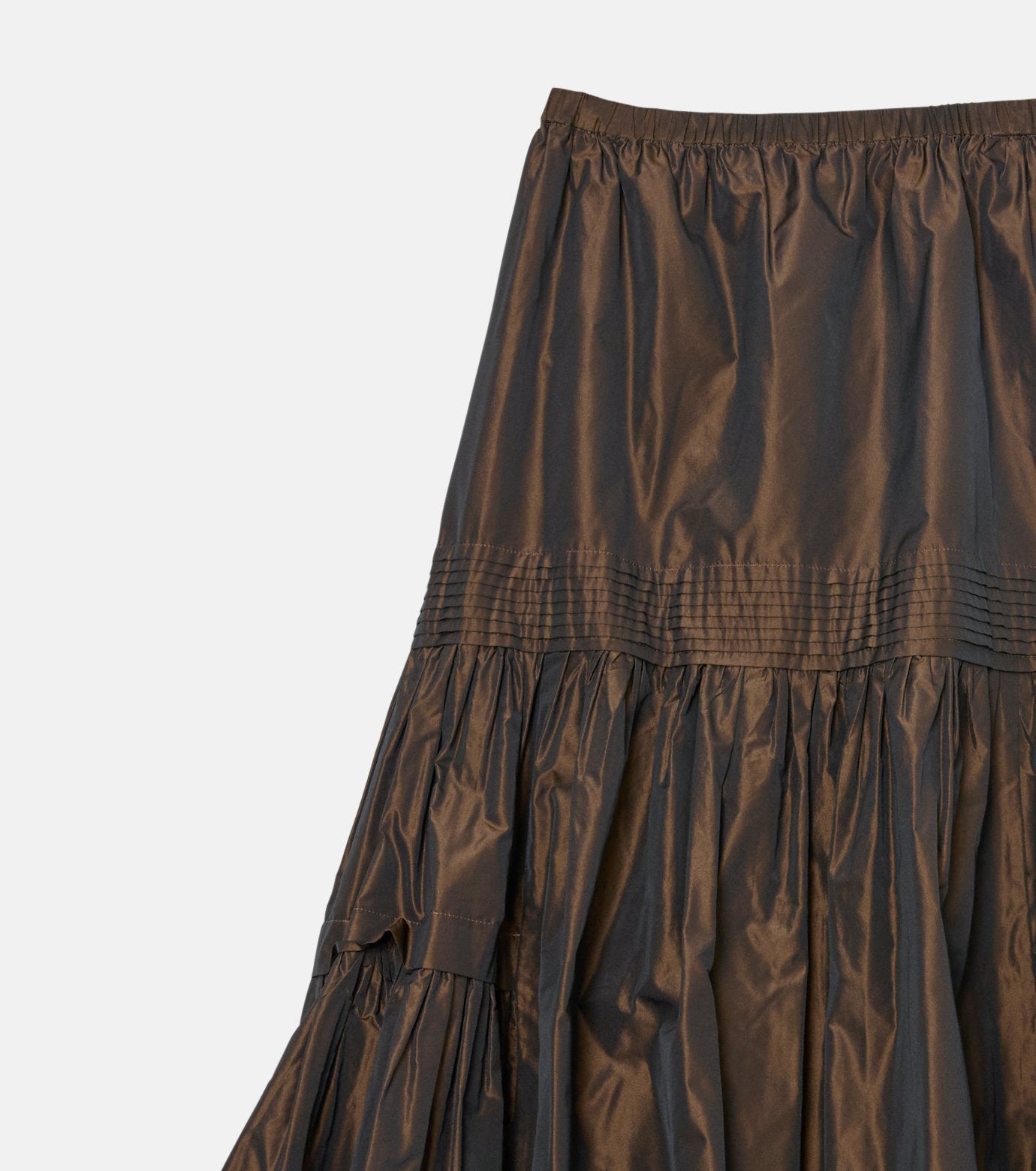 Taffeta Gathered Midi Skirt