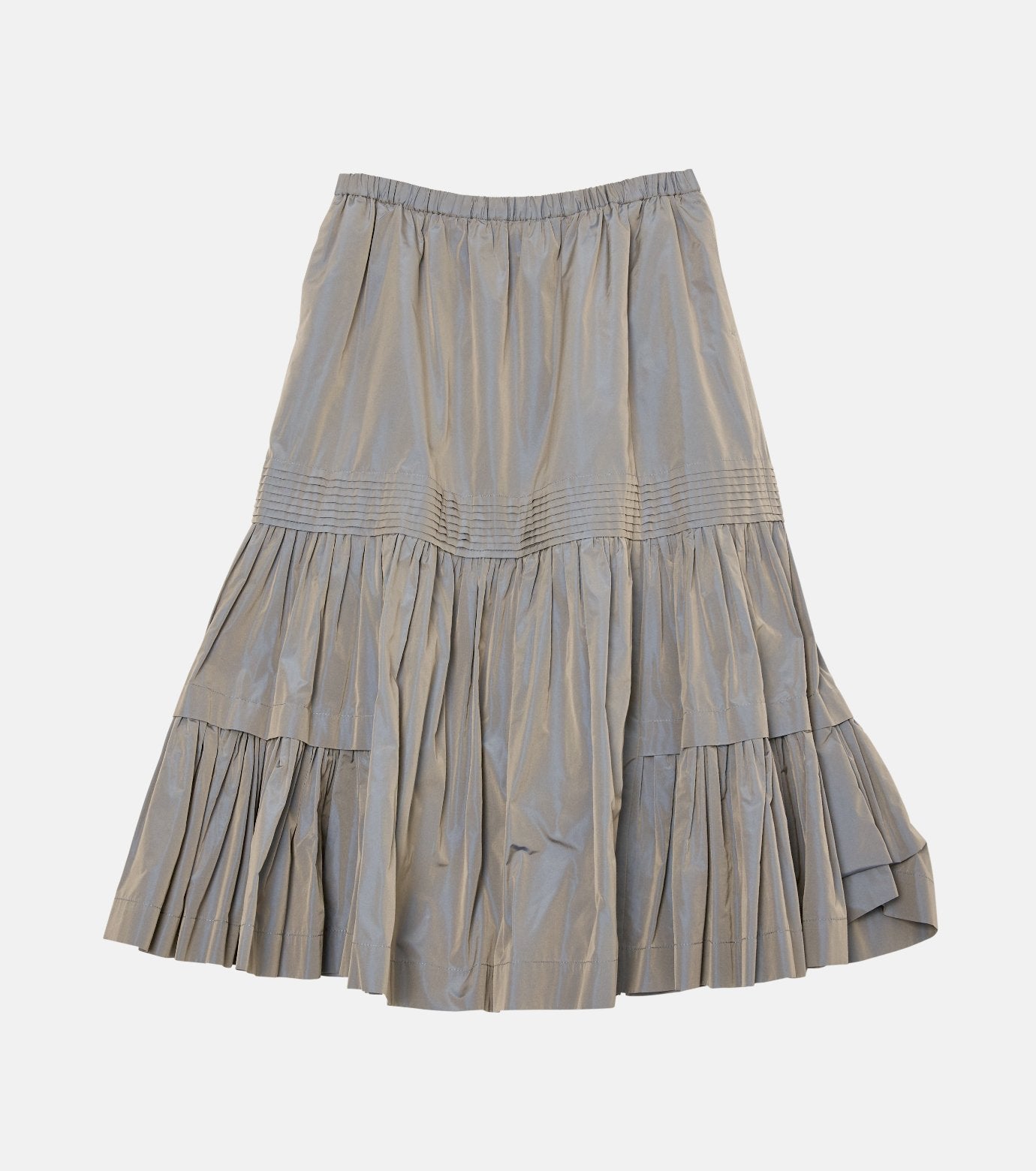 Taffeta Gathered Midi Skirt