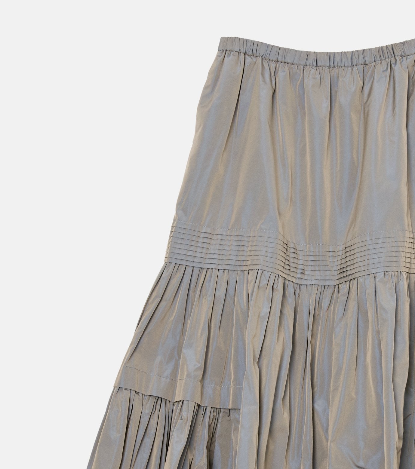Taffeta Gathered Midi Skirt