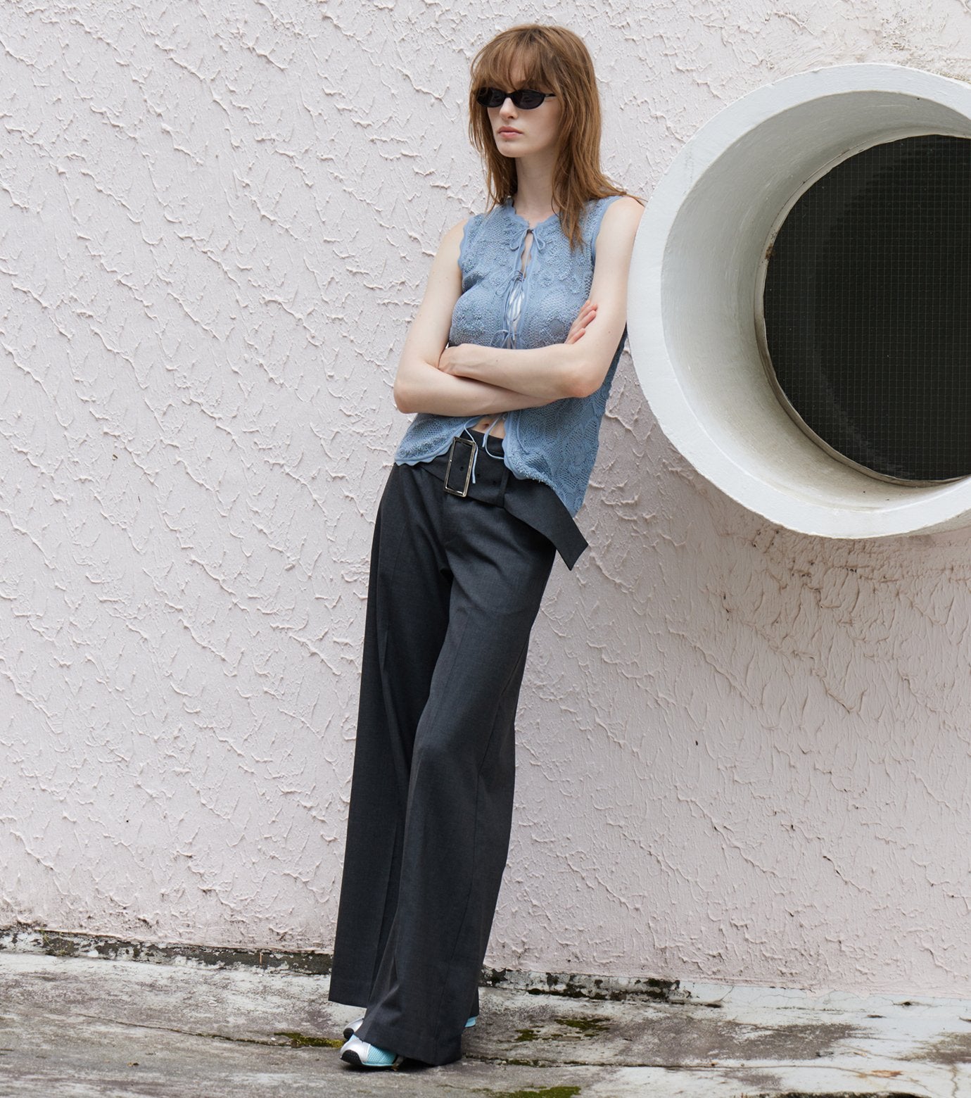 Relaxed Fit Trousers w/Wide Belt