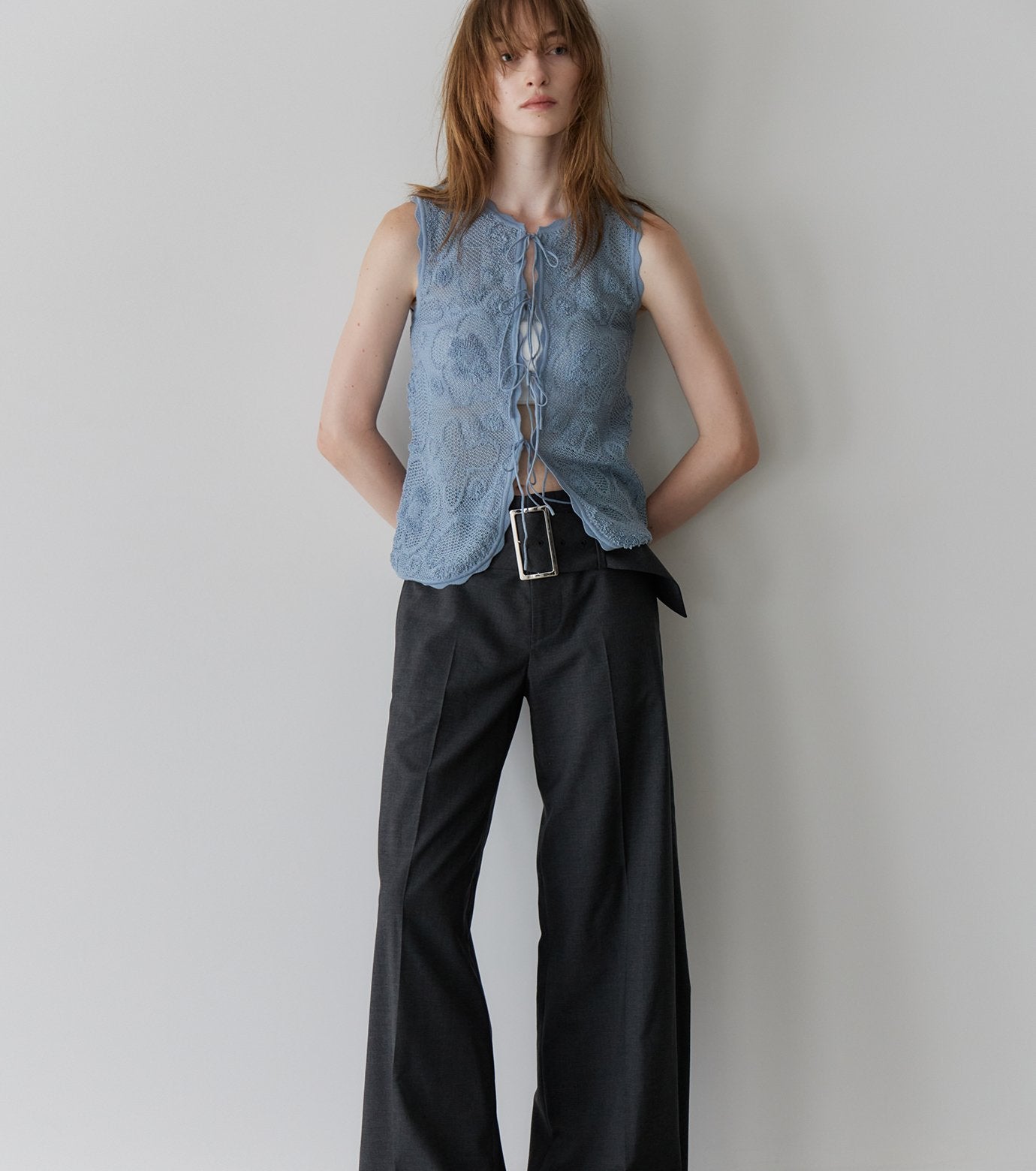 Relaxed Fit Trousers w/Wide Belt