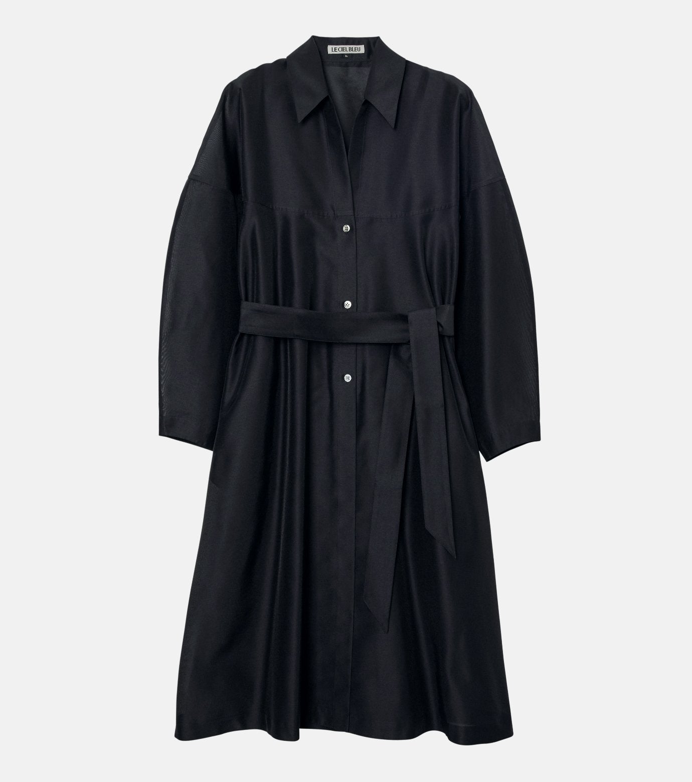 Organza Belted Shirt Dress