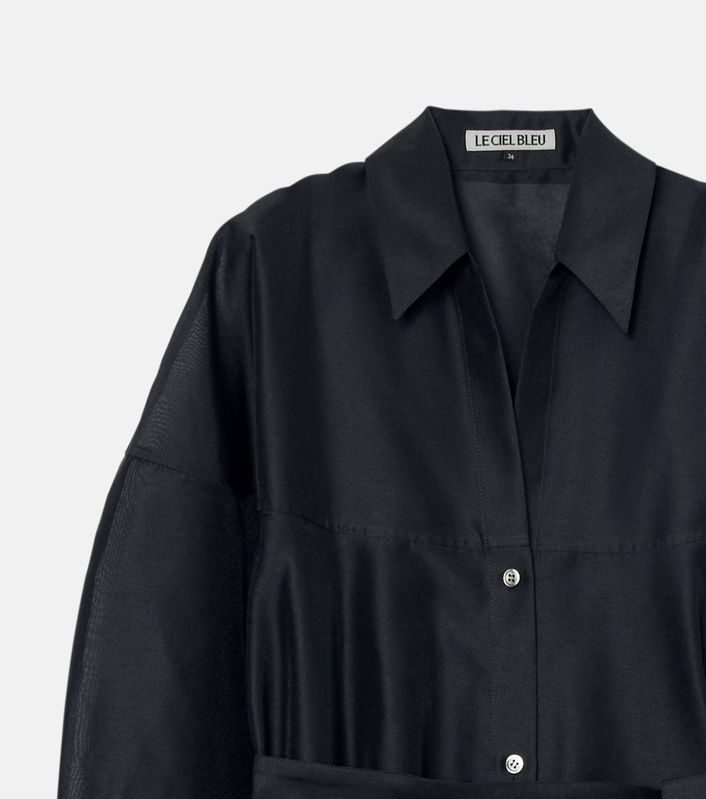 Organza Belted Shirt Dress