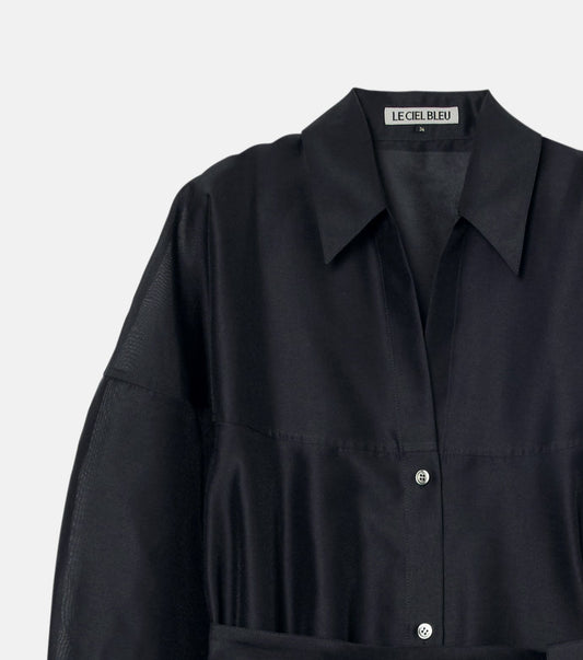 Organza Belted Shirt Dress