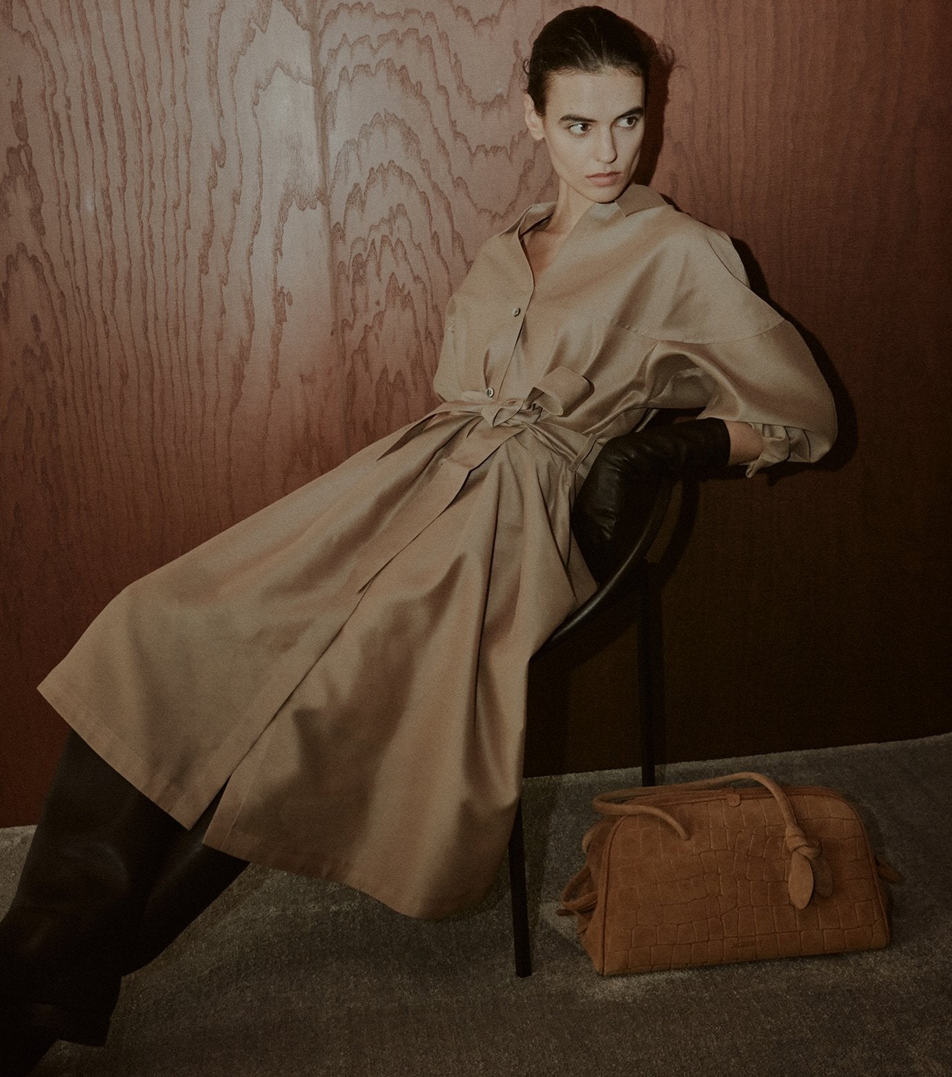 Organza Belted Shirt Dress