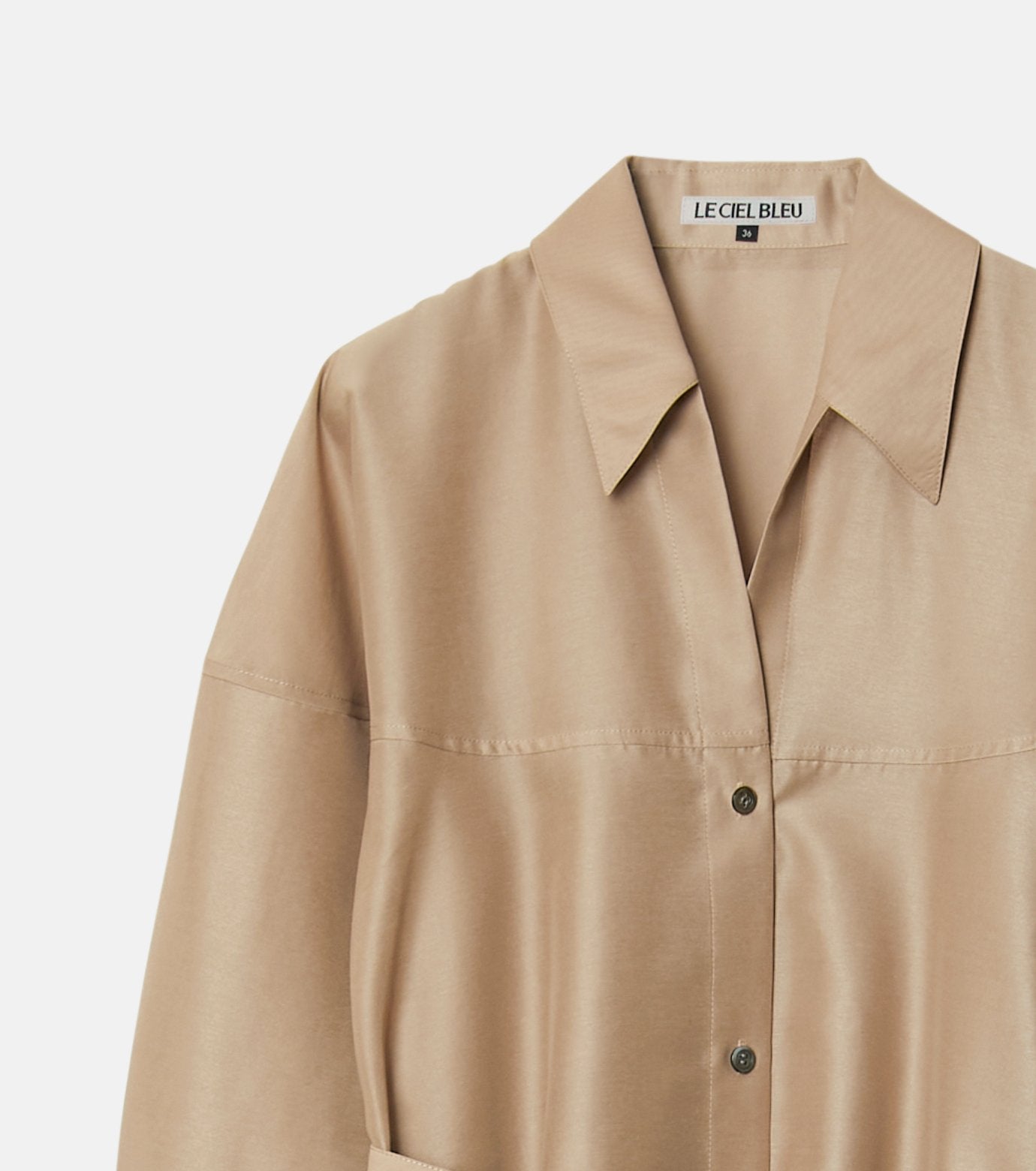Organza Belted Shirt Dress