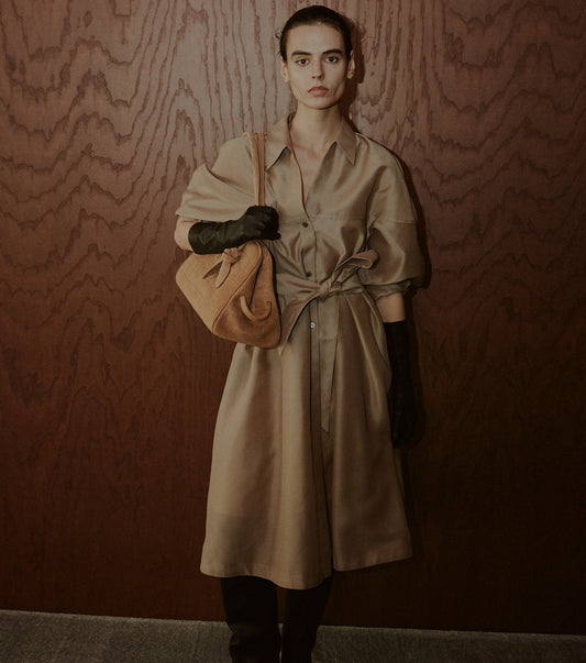 Organza Belted Shirt Dress
