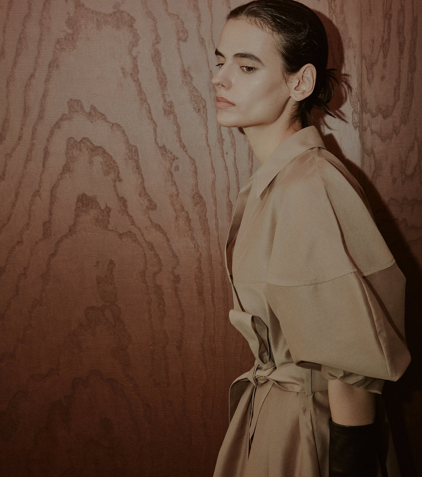 Organza Belted Shirt Dress