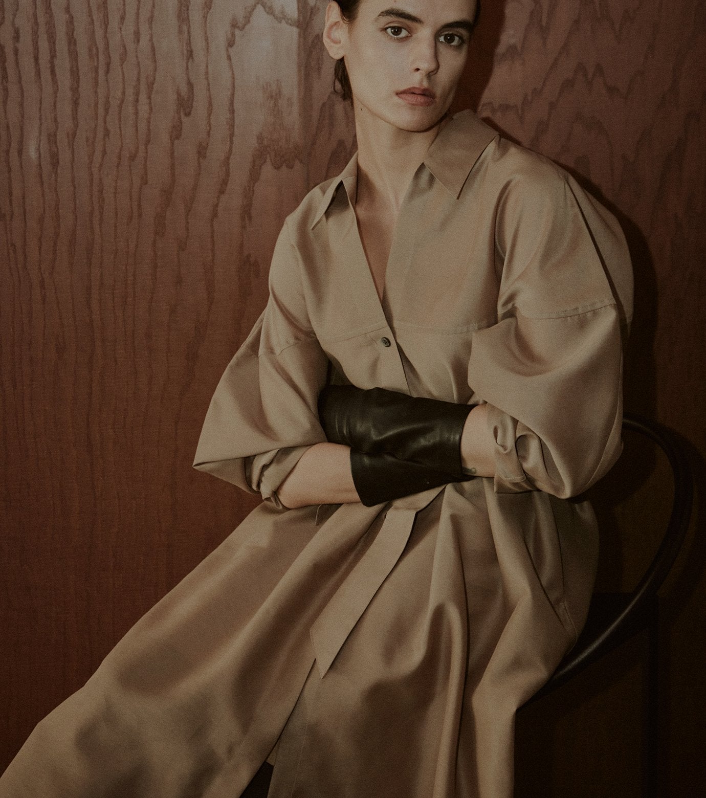 Organza Belted Shirt Dress