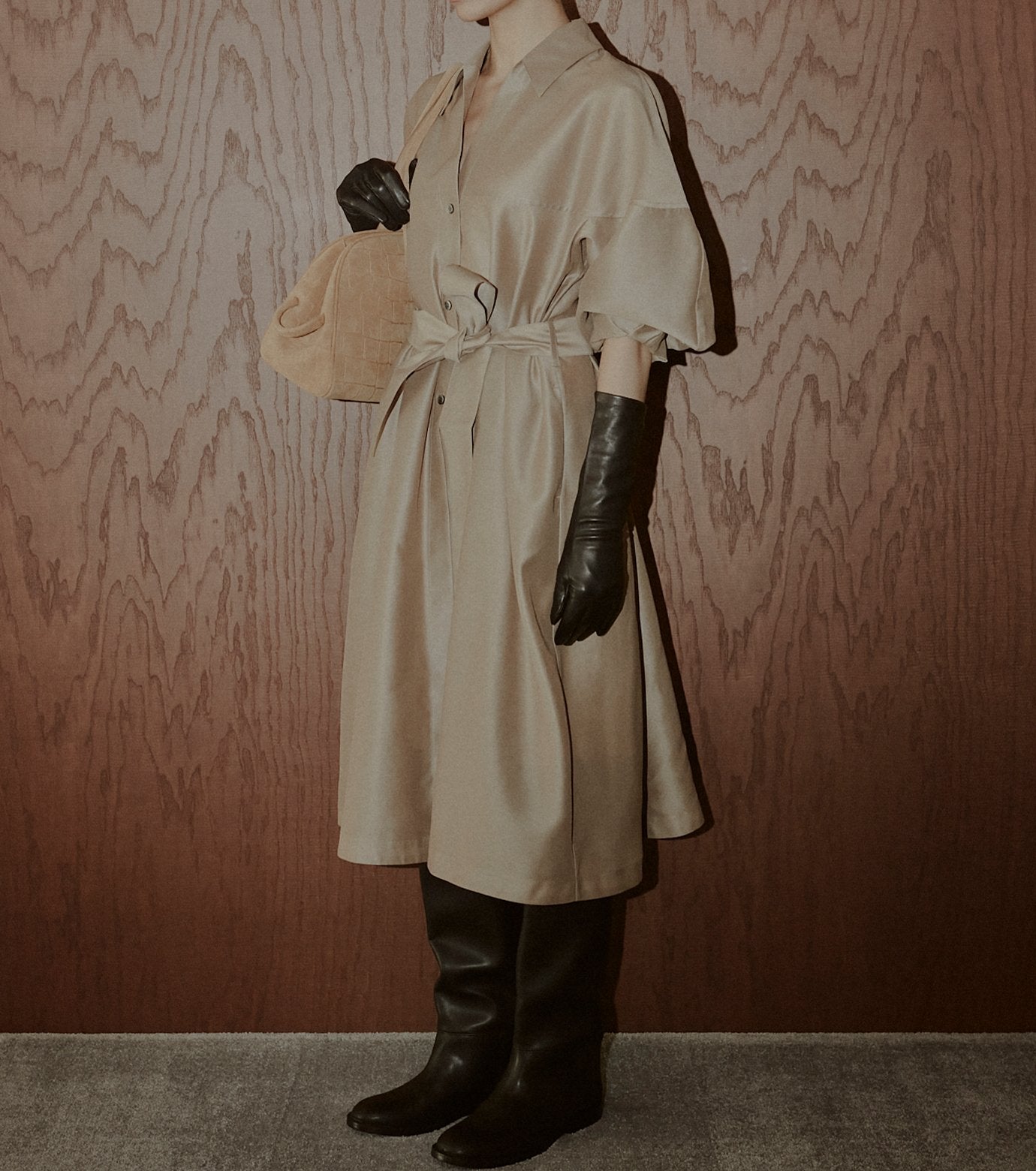 Organza Belted Shirt Dress