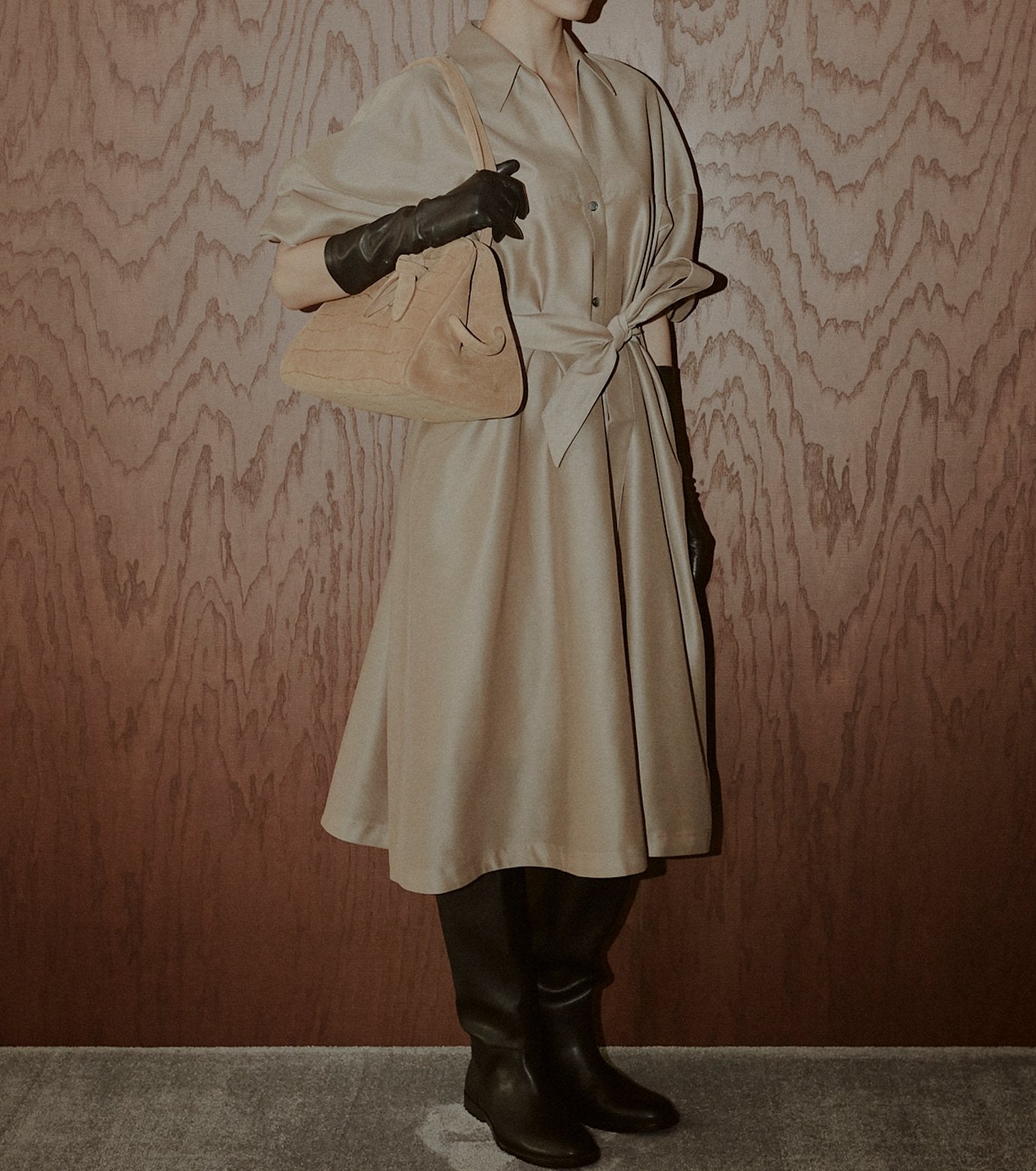 Organza Belted Shirt Dress