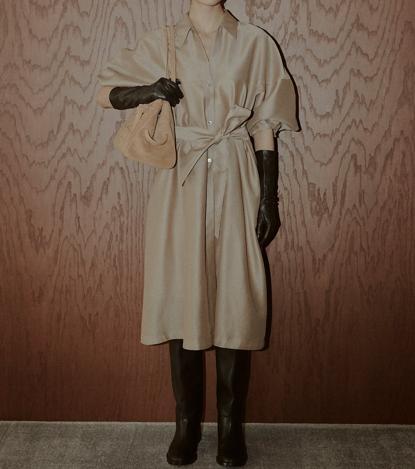 Organza Belted Shirt Dress