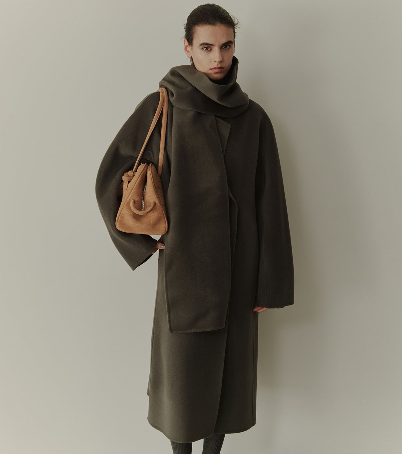 Double-Face Wrap Coat w/Matching Scarf