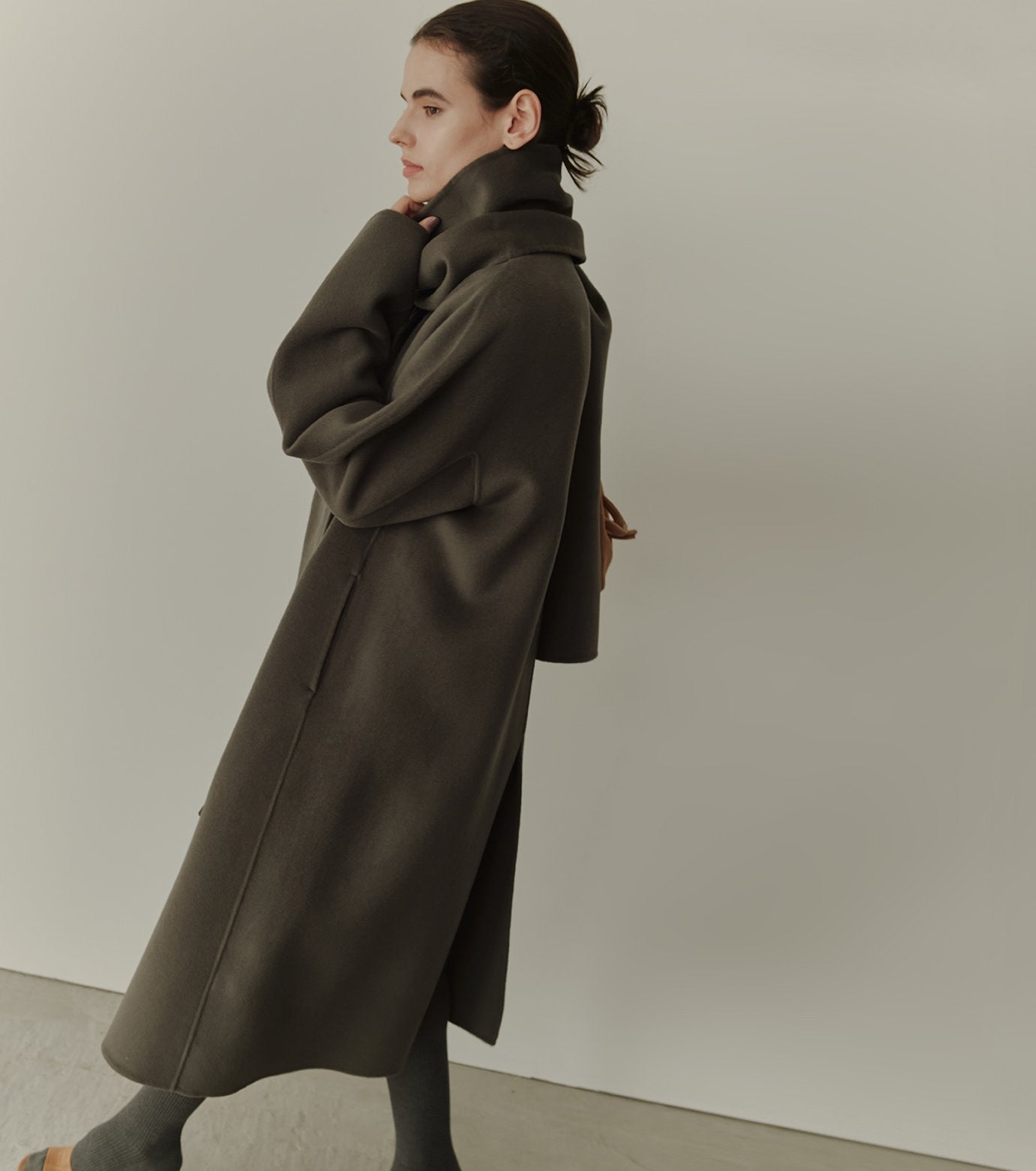 Double-Face Wrap Coat w/Matching Scarf