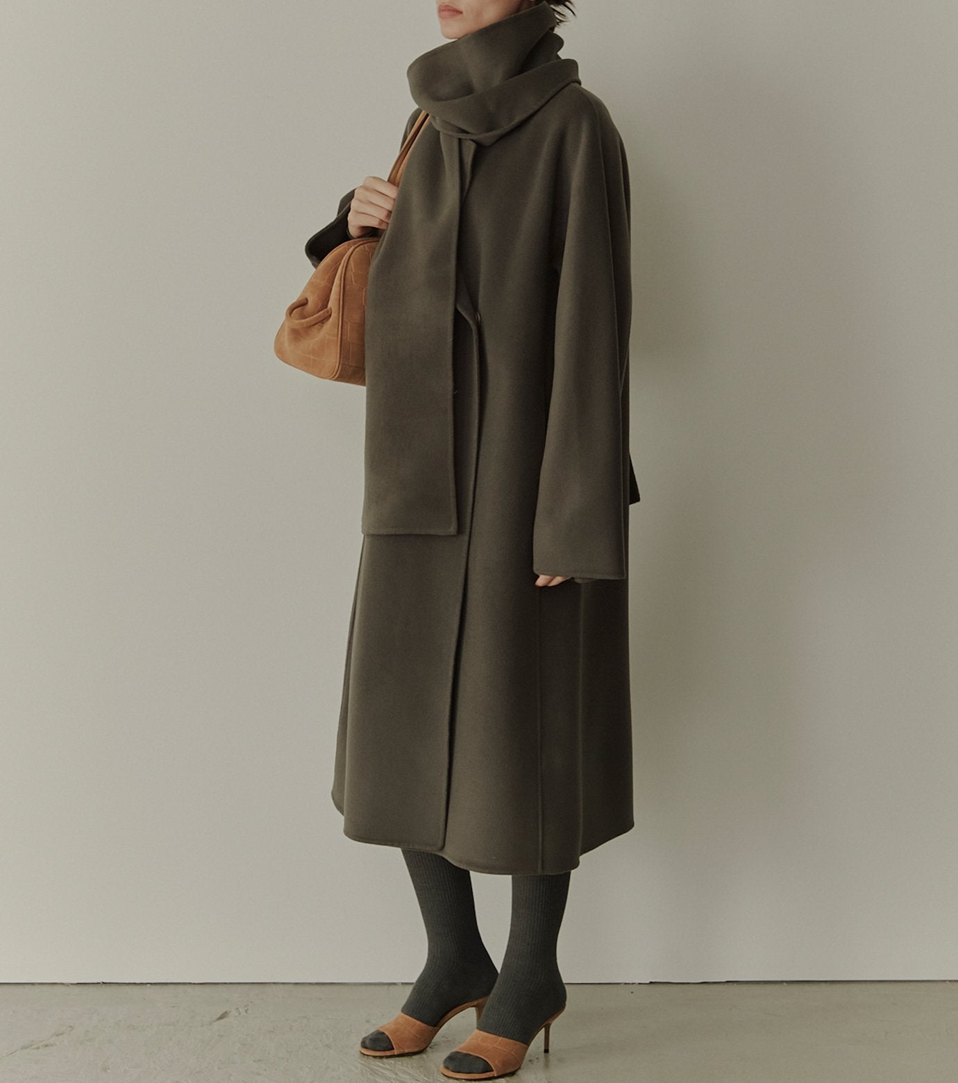 Double-Face Wrap Coat w/Matching Scarf
