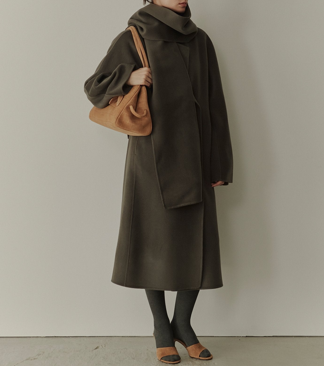 Double-Face Wrap Coat w/Matching Scarf