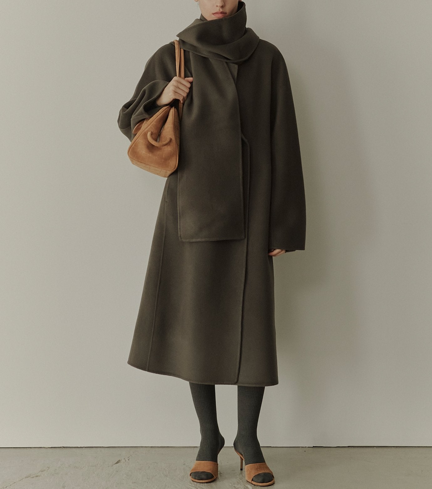 Double-Face Wrap Coat w/Matching Scarf