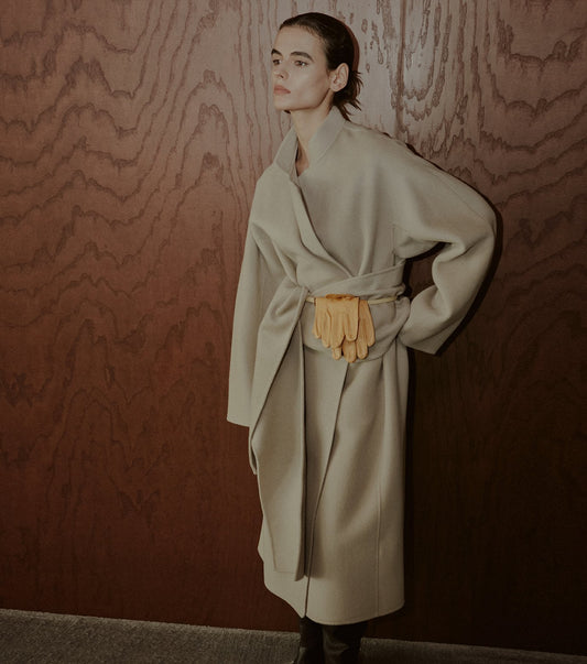 Double-Face Wrap Coat w/Matching Scarf
