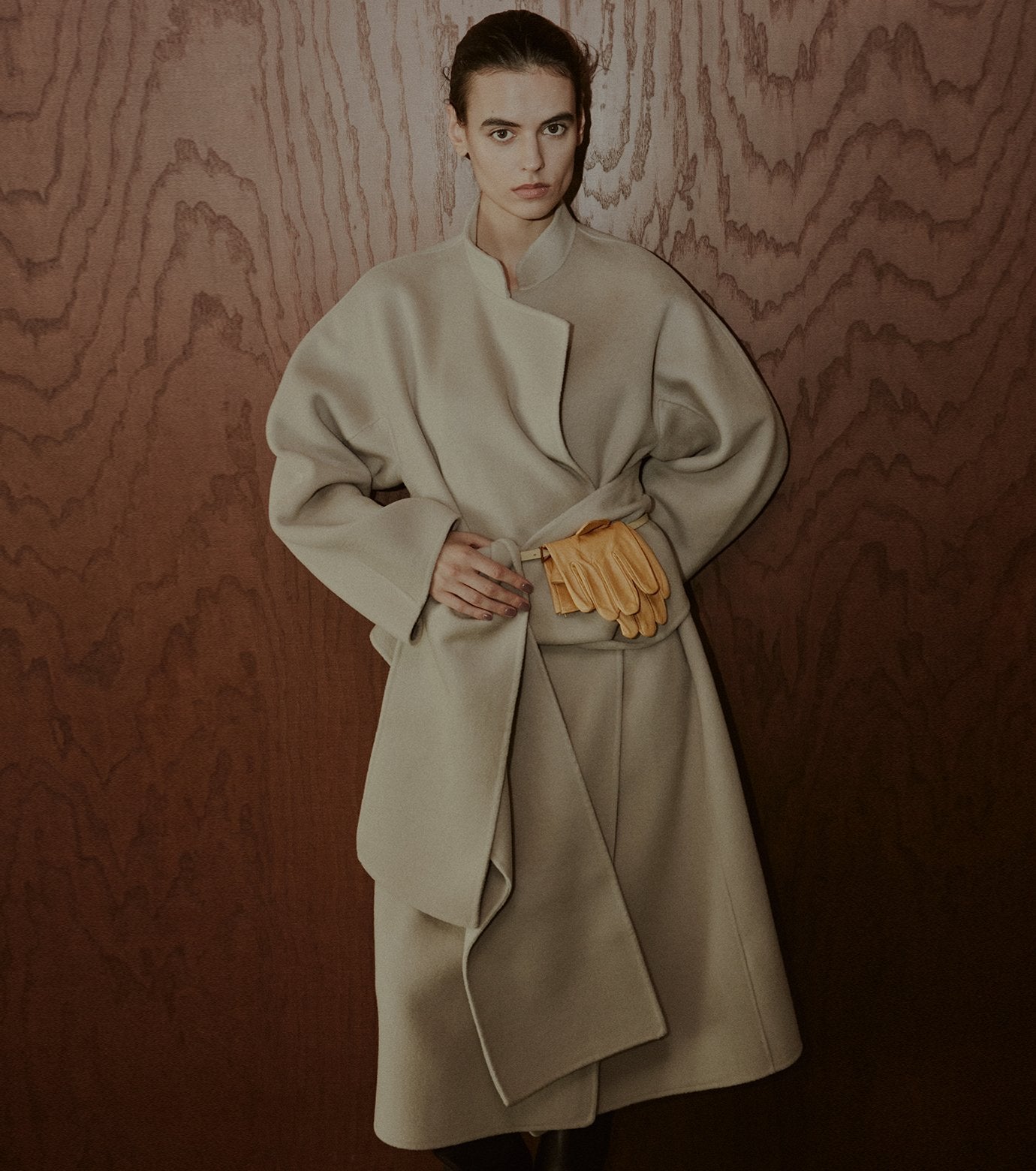 Double-Face Wrap Coat w/Matching Scarf