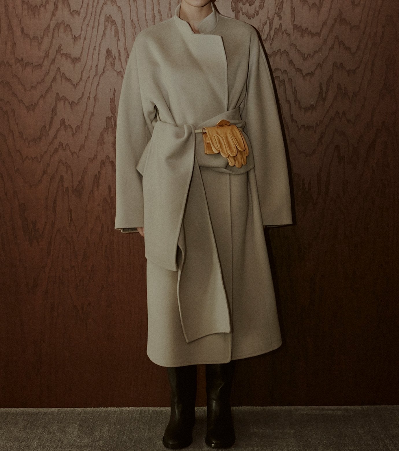 Double-Face Wrap Coat w/Matching Scarf