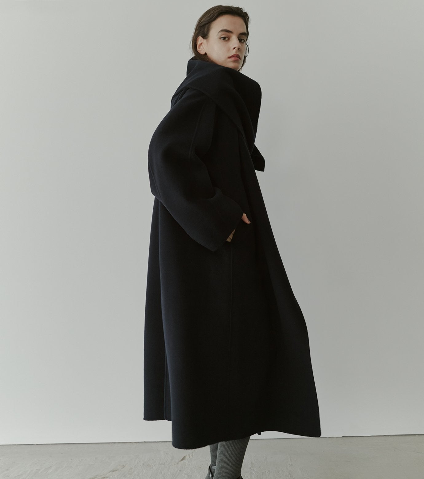 Double-Face Wrap Coat w/Matching Scarf