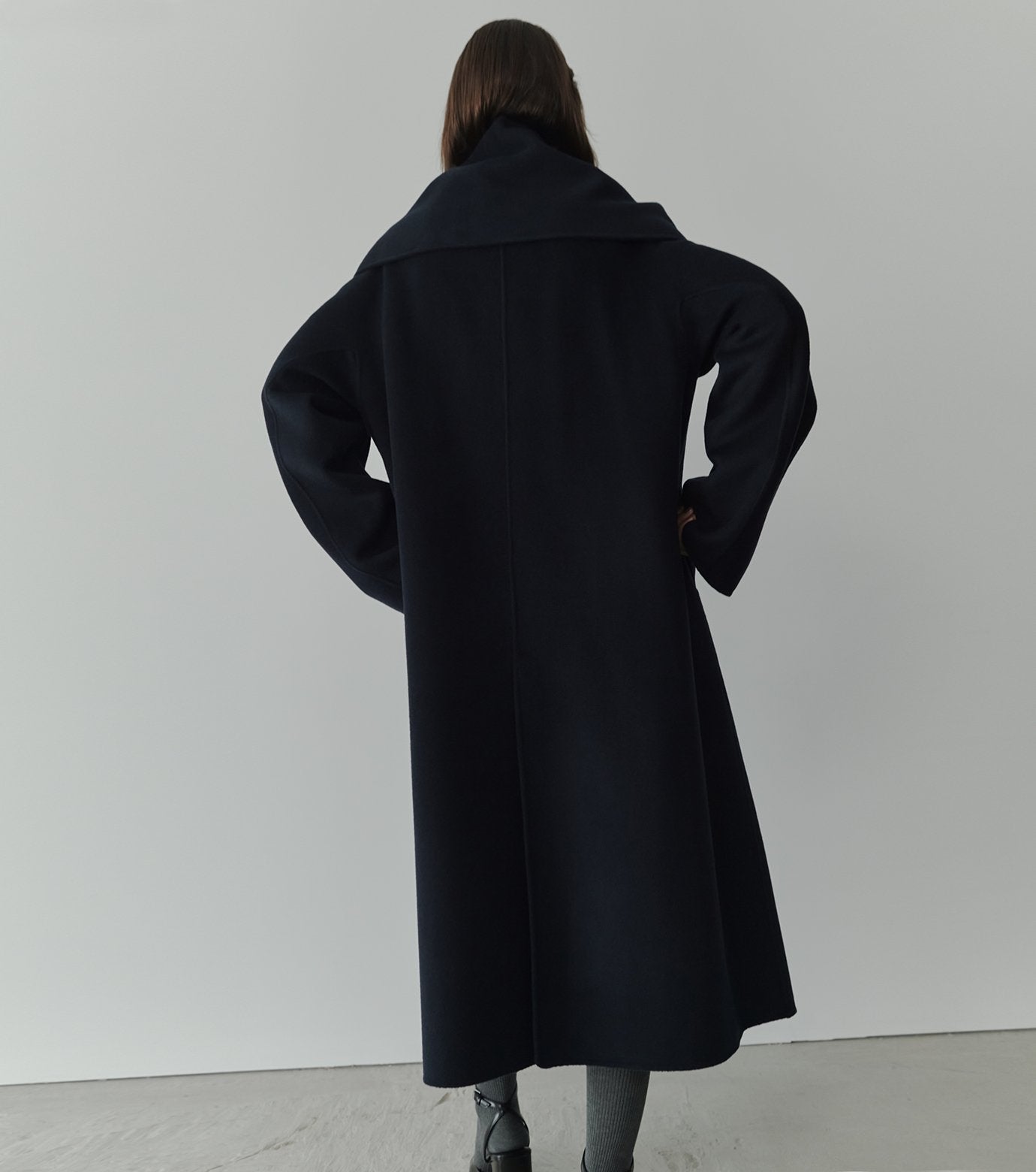 Double-Face Wrap Coat w/Matching Scarf