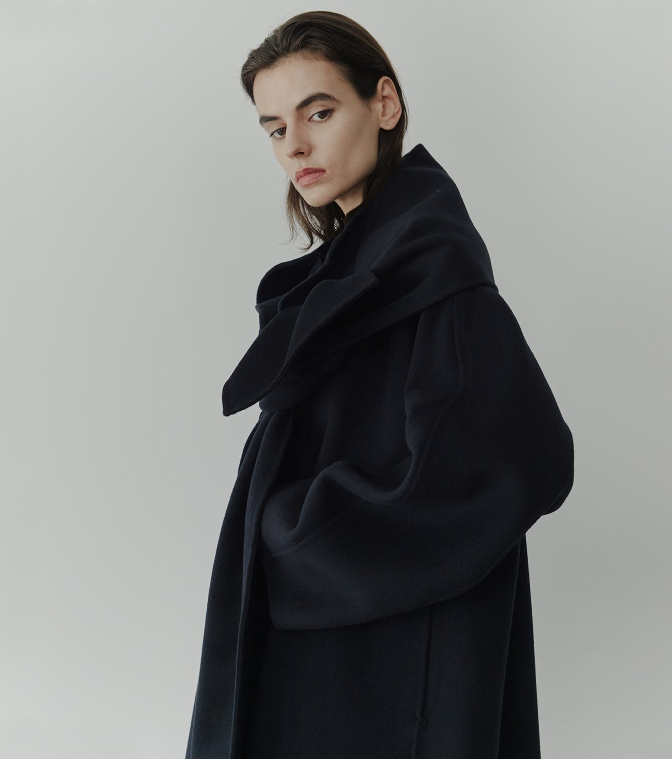 Double-Face Wrap Coat w/Matching Scarf