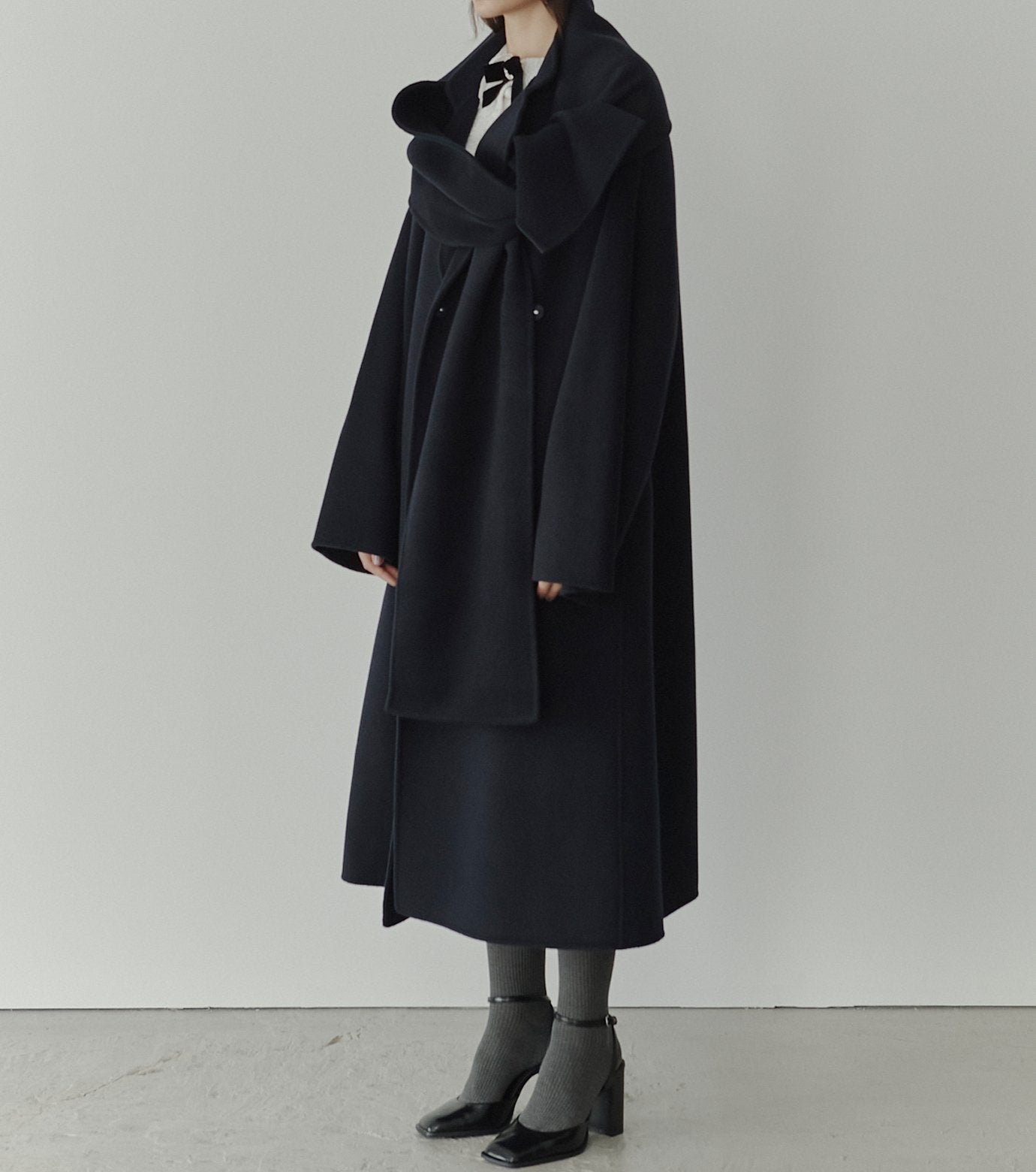 Double-Face Wrap Coat w/Matching Scarf