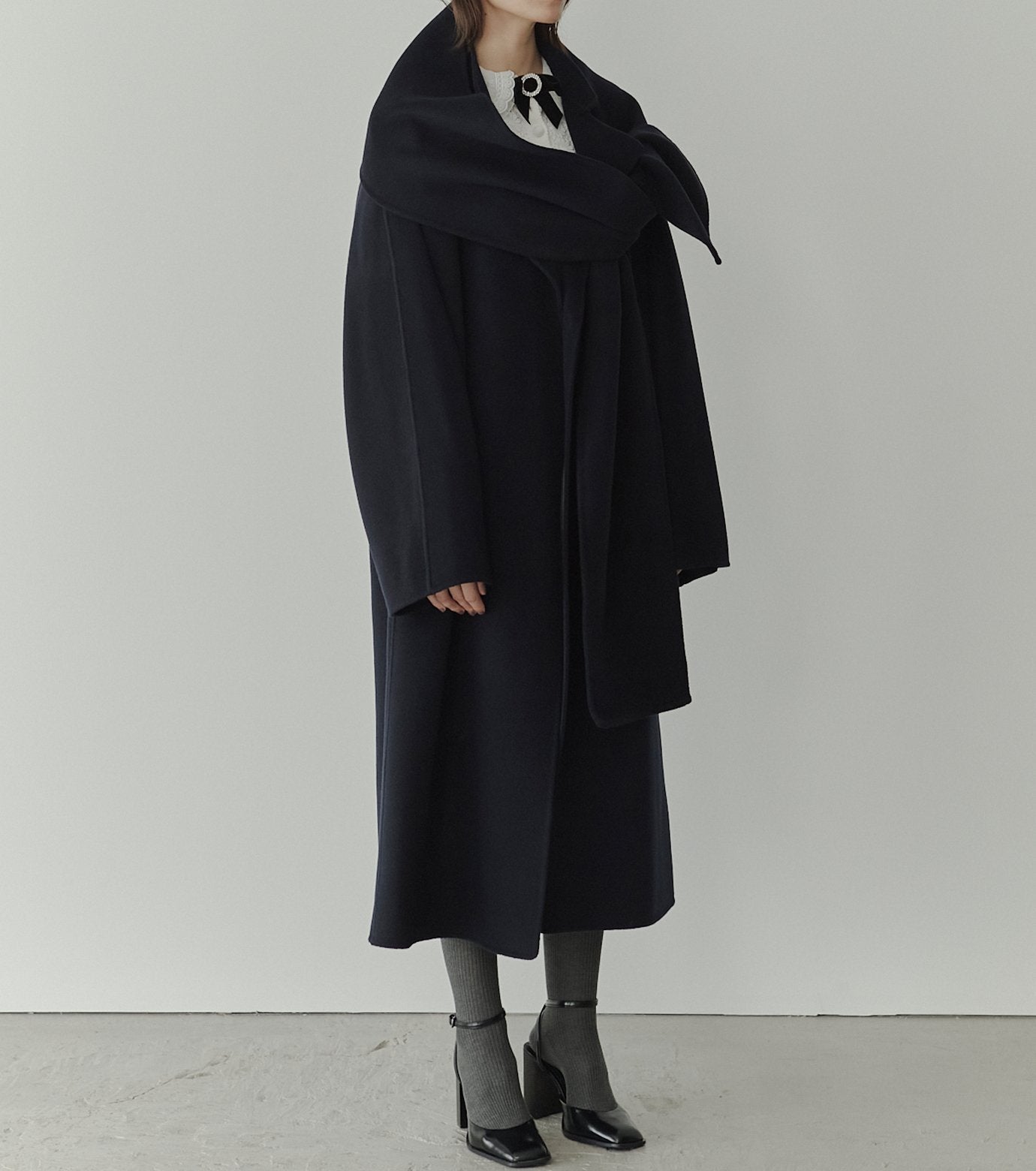 Double-Face Wrap Coat w/Matching Scarf