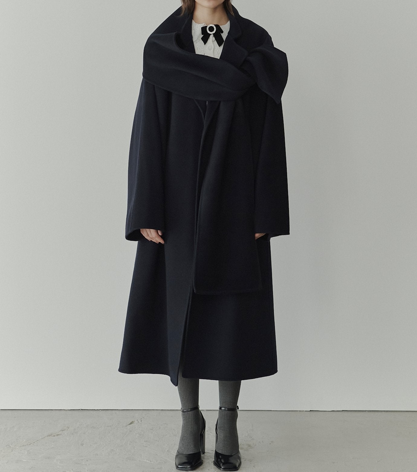 Double-Face Wrap Coat w/Matching Scarf