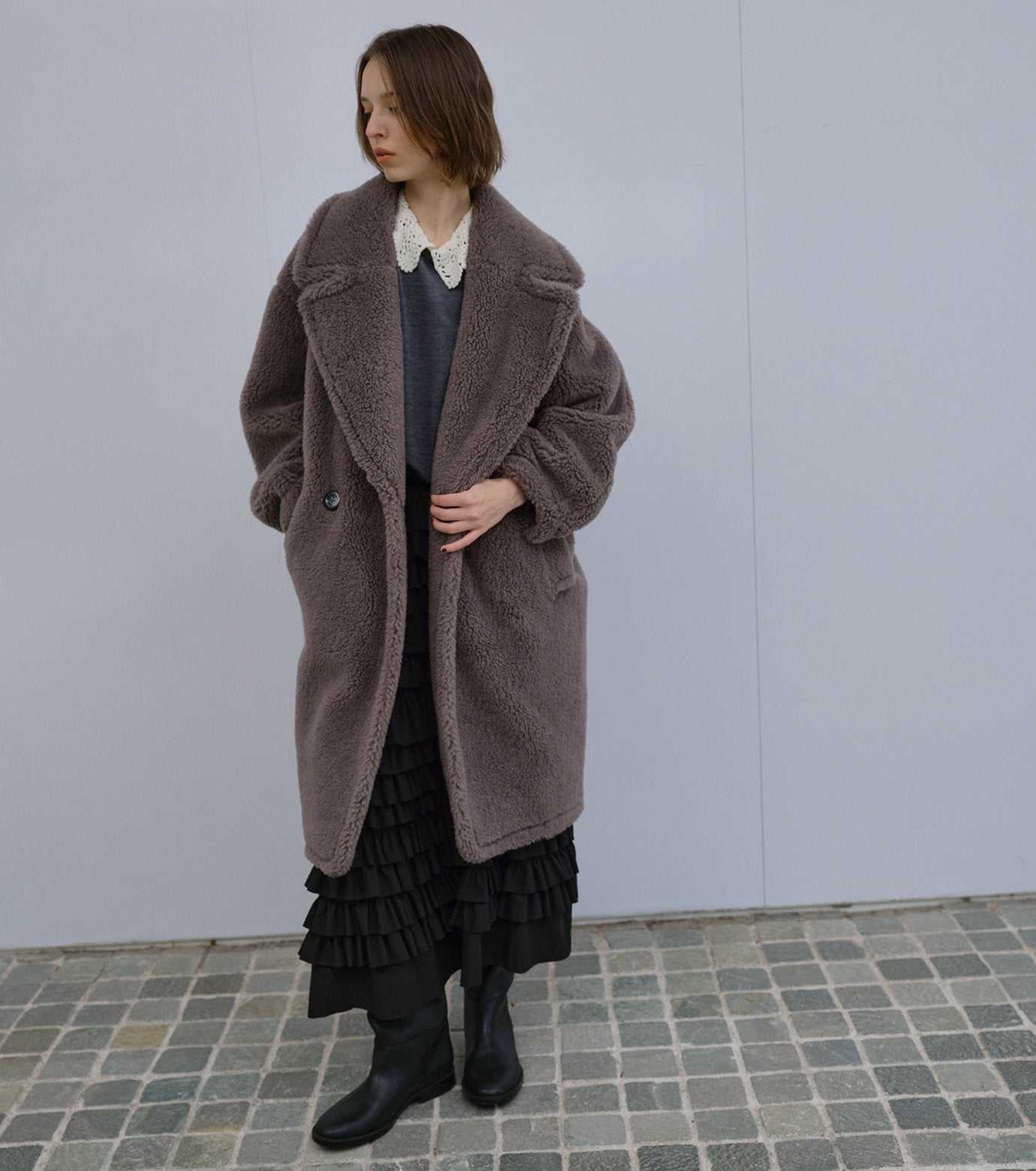 Faux Shearling Cocoon Coat