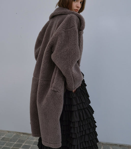 Faux Shearling Cocoon Coat